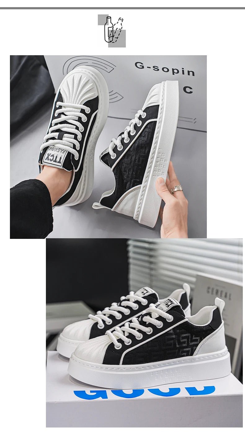 [Factory Direct] White Shoes 2025 New Men's Shoes Thick soled Height Increasing Casual Board Shoes Trendy Sports Shoes - StepByStepNow