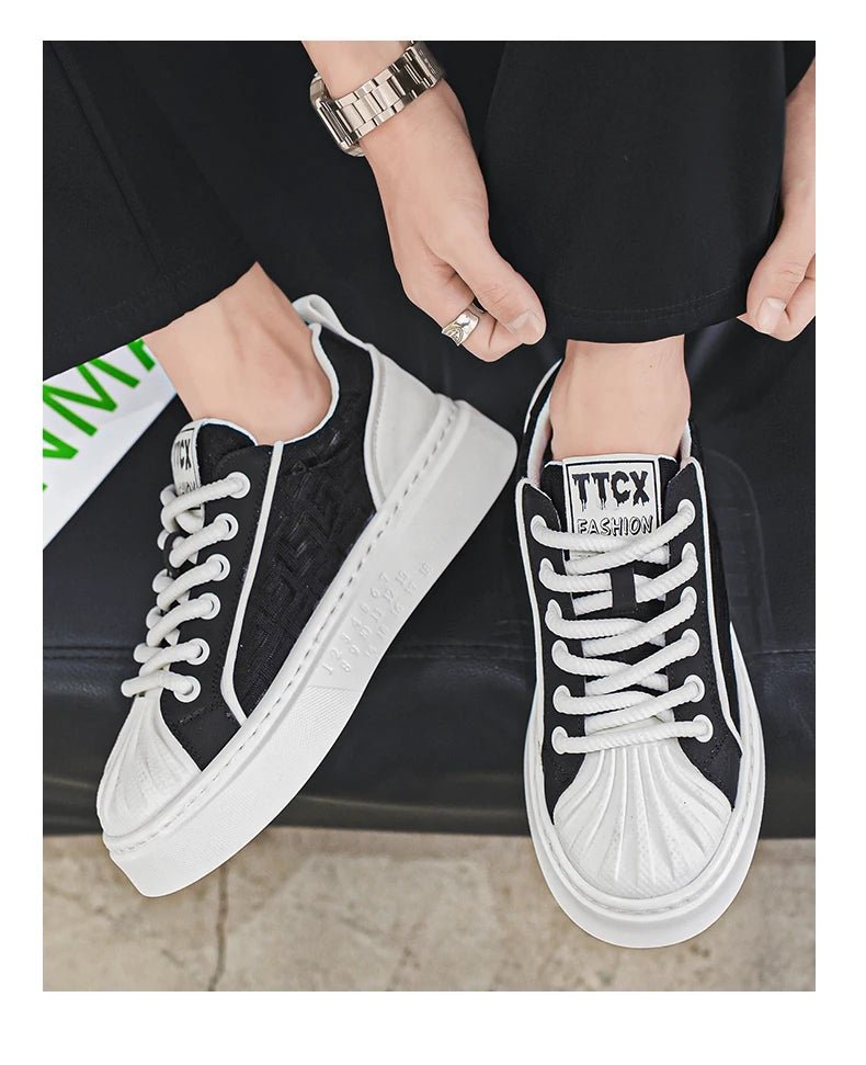 [Factory Direct] White Shoes 2025 New Men's Shoes Thick soled Height Increasing Casual Board Shoes Trendy Sports Shoes - StepByStepNow
