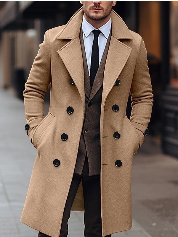 Fall Winter Men Woolen Coat Double Breasted Long - StepByStepNow