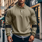Fashion Long - sleeved Lapel Polo Shirt With Button Men's Loose Casual Sports Top Fall Spring Clothing - StepByStepNow