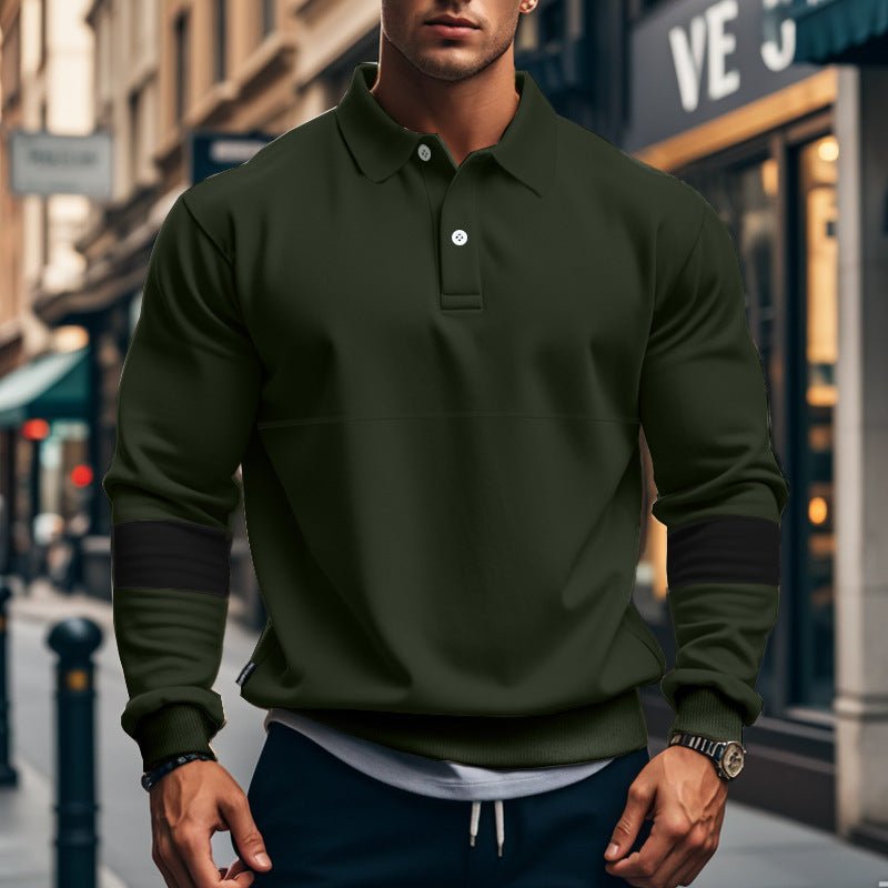 Fashion Long - sleeved Lapel Polo Shirt With Button Men's Loose Casual Sports Top Fall Spring Clothing - StepByStepNow
