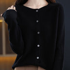 Fashion Merino Wool Cardigan Sweater Women O - Neck Long - sleeve Cashmere Knitwear Spring Autumn Female Clothing Tops - StepByStepNow
