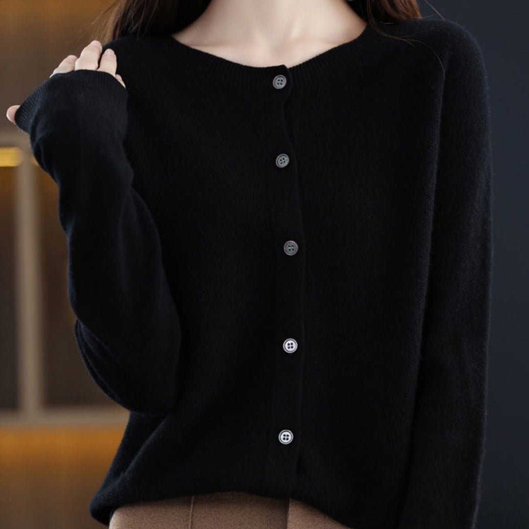Fashion Merino Wool Cardigan Sweater Women O - Neck Long - sleeve Cashmere Knitwear Spring Autumn Female Clothing Tops - StepByStepNow