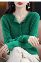 Fashion Merino Wool Cardigan Sweater Women O - Neck Long - sleeve Cashmere Knitwear Spring Autumn Female Clothing Tops - StepByStepNow