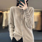 Fashion Merino Wool Cardigan Sweater Women O - Neck Long - sleeve Cashmere Knitwear Spring Autumn Female Clothing Tops - StepByStepNow