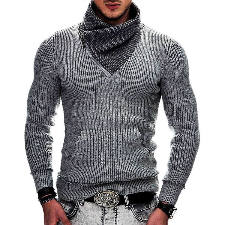 Fashion Pocket High Neck Slim Fit Sweater Knit Coat - StepByStepNow