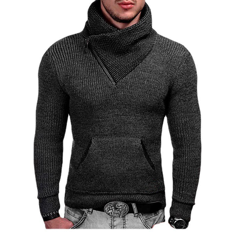 Fashion Pocket High Neck Slim Fit Sweater Knit Coat - StepByStepNow
