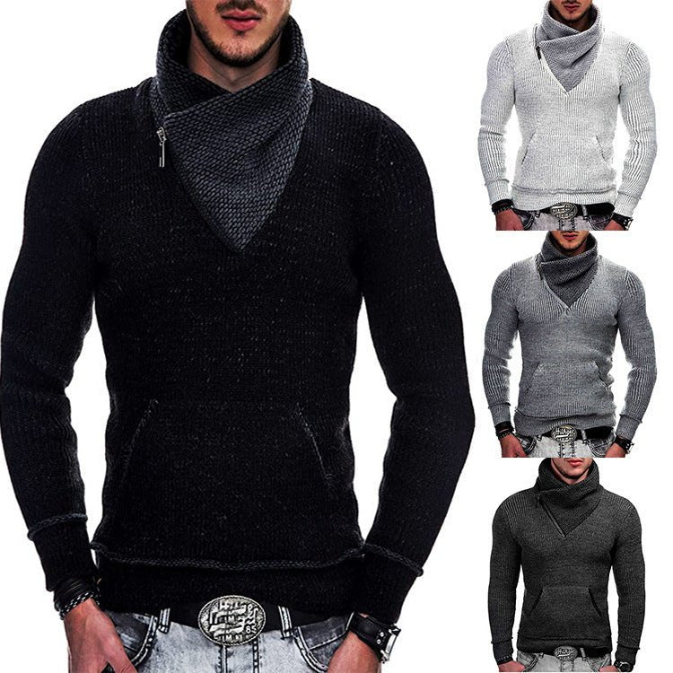 Fashion Pocket High Neck Slim Fit Sweater Knit Coat - StepByStepNow