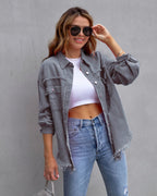 Fashion Ripped Shirt Jacket Female Autumn And Spring Casual Tops Womens Clothing - StepByStepNow