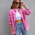 Fashion Ripped Shirt Jacket Female Autumn And Spring Casual Tops Womens Clothing - StepByStepNow