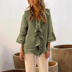 Fashion V - neck Ruffled Sleeve Ruffled Loose Casual - StepByStepNow