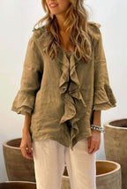 Fashion V - neck Ruffled Sleeve Ruffled Loose Casual - StepByStepNow