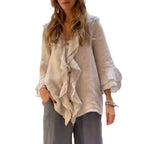 Fashion V - neck Ruffled Sleeve Ruffled Loose Casual - StepByStepNow