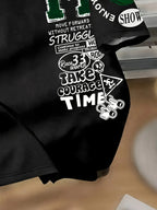 Fashionable new men's summer personalized letter graffiti print street style breathable round neck T-shirt outdoor high street t - StepByStepNow