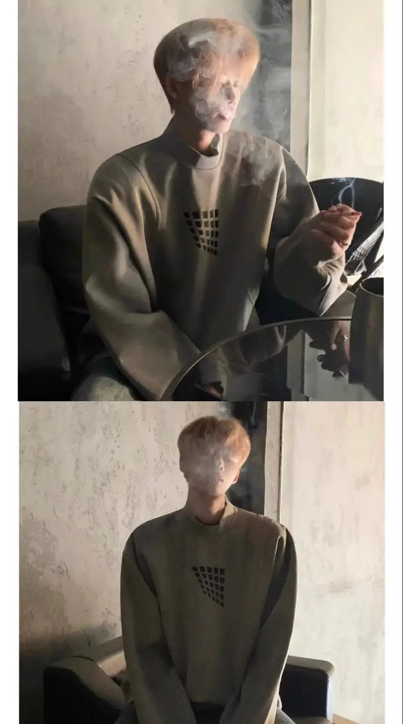 Felpa a mezzo collo alto da uomo primavera autunno nuova giacca casual ampia e bella americana High Street - StepByStepNow