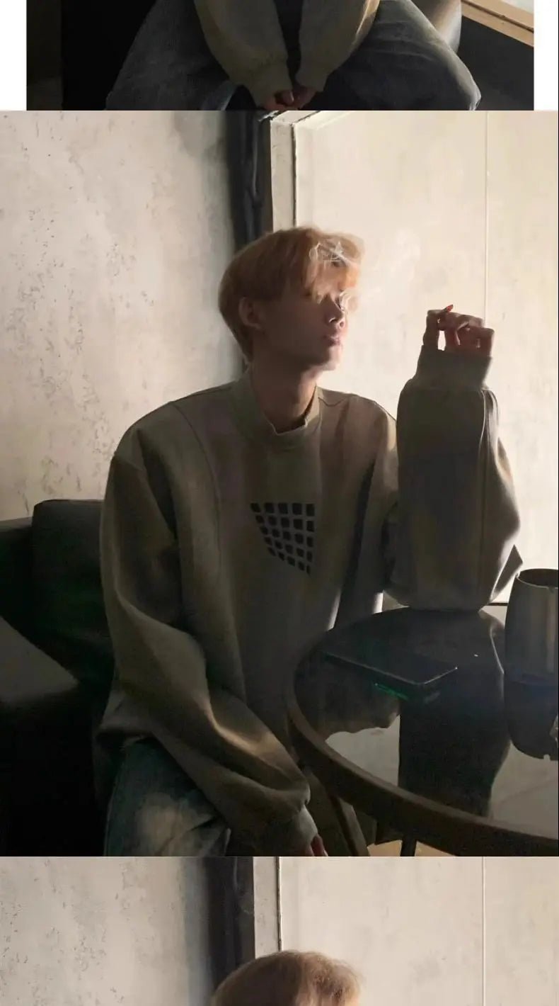 Felpa a mezzo collo alto da uomo primavera autunno nuova giacca casual ampia e bella americana High Street - StepByStepNow