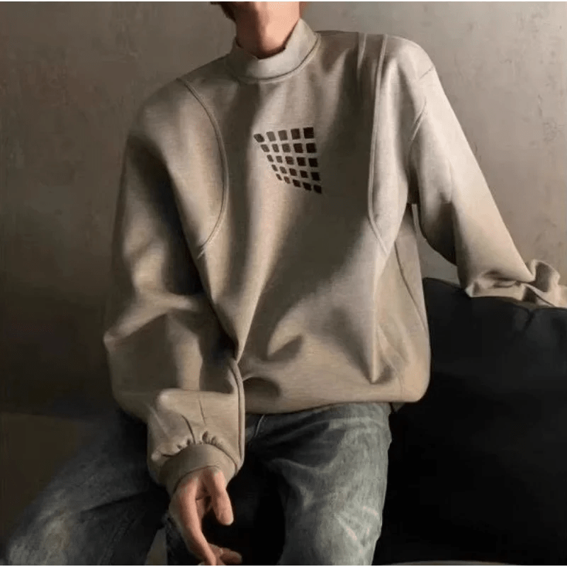 Felpa a mezzo collo alto da uomo primavera autunno nuova giacca casual ampia e bella americana High Street - StepByStepNow