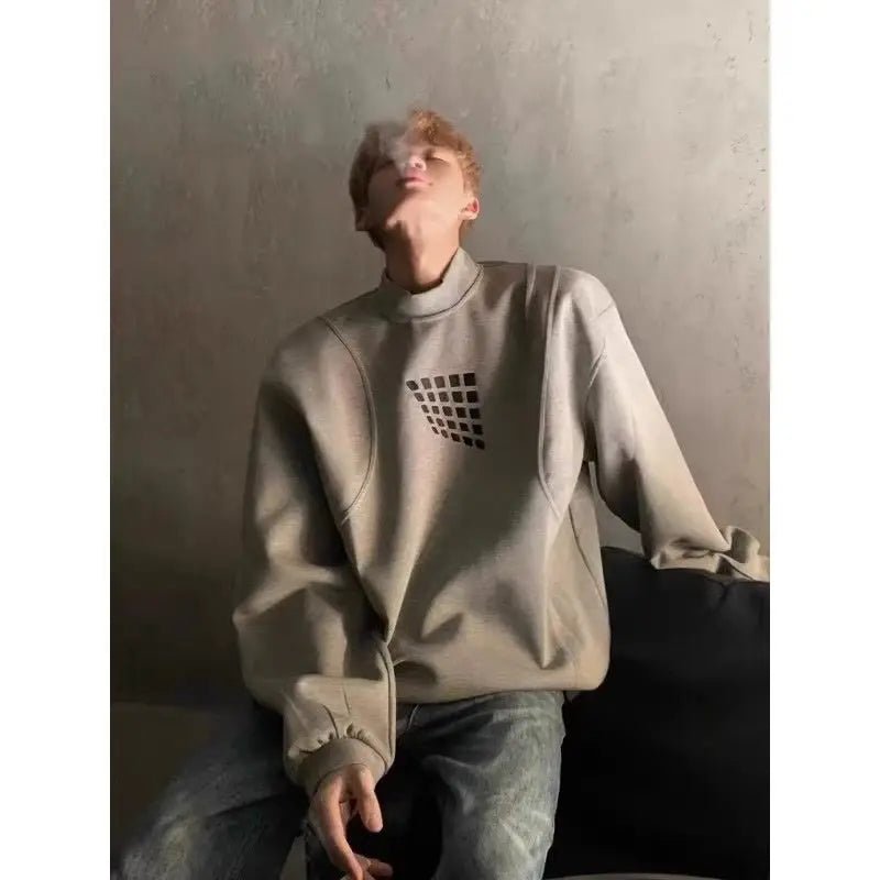 Felpa a mezzo collo alto da uomo primavera autunno nuova giacca casual ampia e bella americana High Street - StepByStepNow