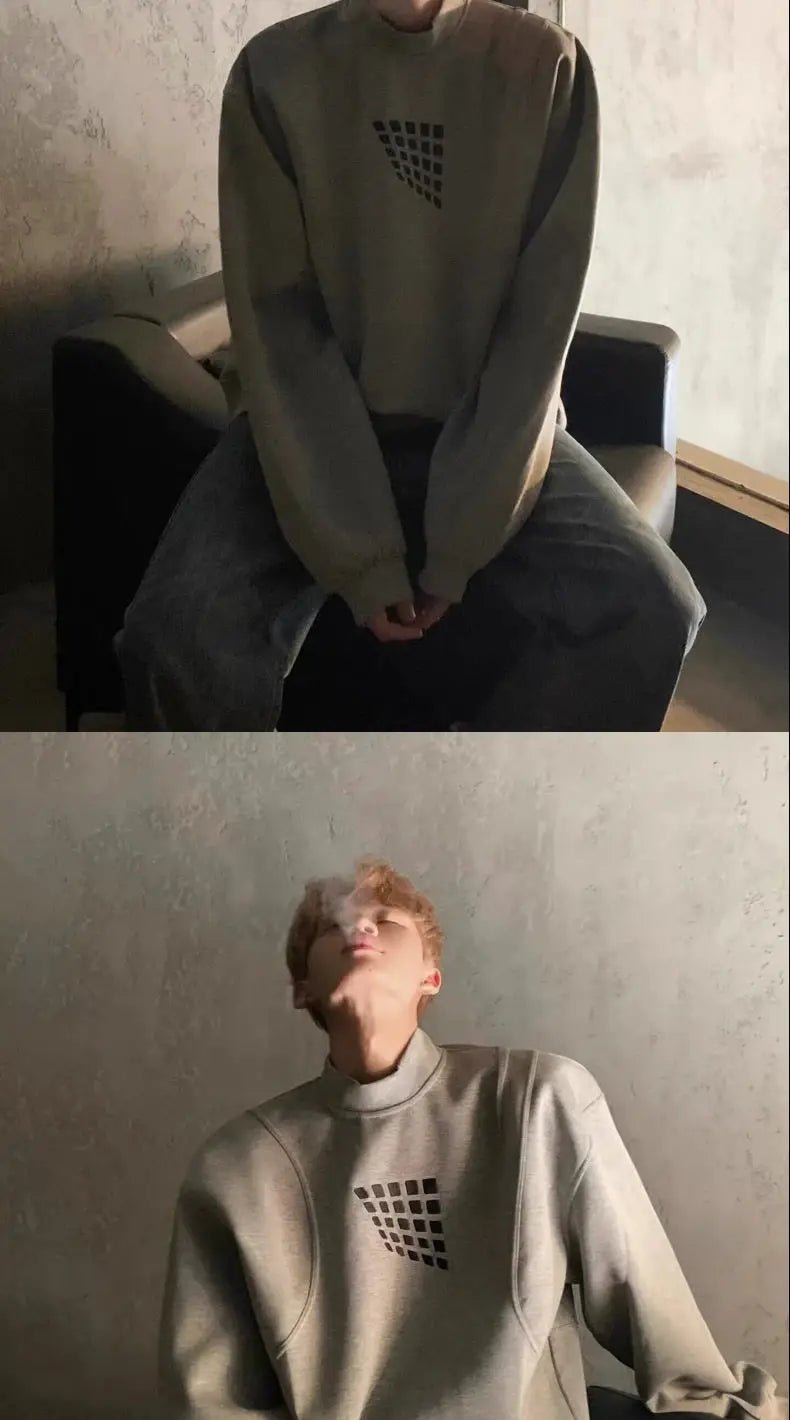 Felpa a mezzo collo alto da uomo primavera autunno nuova giacca casual ampia e bella americana High Street - StepByStepNow