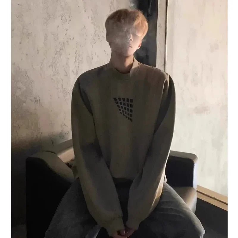 Felpa a mezzo collo alto da uomo primavera autunno nuova giacca casual ampia e bella americana High Street - StepByStepNow