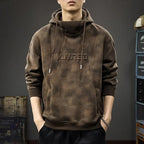 Felpa con cappuccio spessa da uomo collo alto giacca casual stile retrò coreano allentato top autunno inverno - StepByStepNow