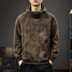 Felpa con cappuccio spessa da uomo collo alto giacca casual stile retrò coreano allentato top autunno inverno - StepByStepNow