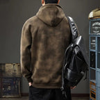 Felpa con cappuccio spessa da uomo collo alto giacca casual stile retrò coreano allentato top autunno inverno - StepByStepNow