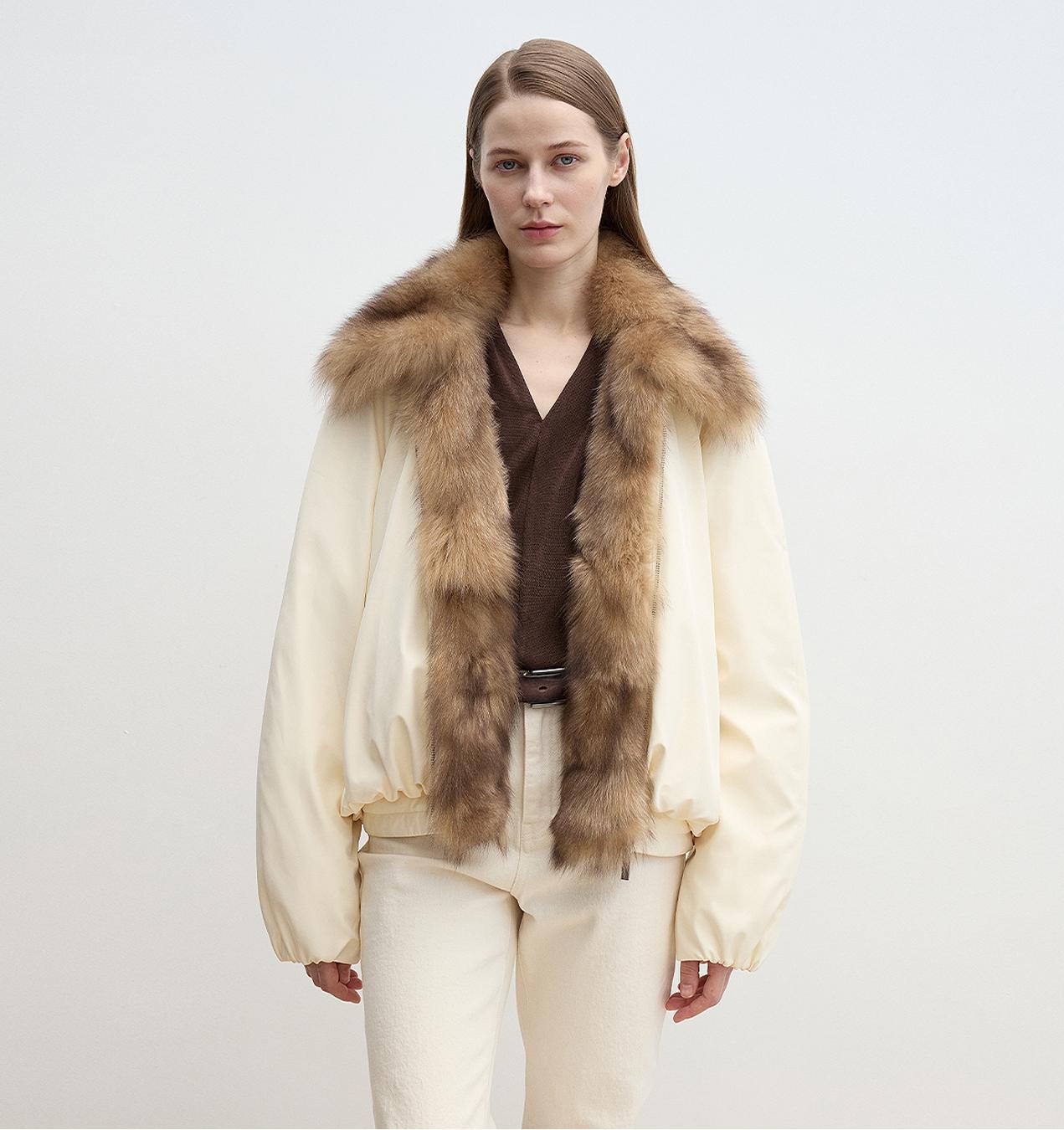 Fireladyfur Women's Detachable Contrasting Fox Fur Collar Down Jacket"Day and Night Rider" - StepByStep