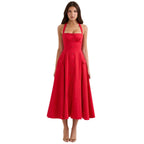 Fitted V - Neck Halter Dress For Women, Mid - waist, Midtown, BYMANYC New York. - StepByStep
