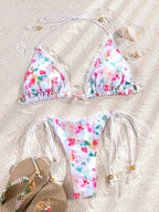 Floral Print Bordered Bikini Set Sexy Swimwear Women 2026 Bikinis Swimsuit Micro Thong Bandage Bathing Suits - StepByStepNow