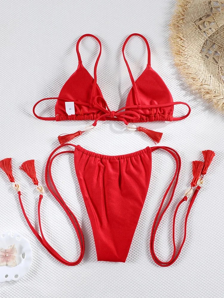 Floral Print Bordered Bikini Set Sexy Swimwear Women 2026 Bikinis Swimsuit Micro Thong Bandage Bathing Suits - StepByStepNow