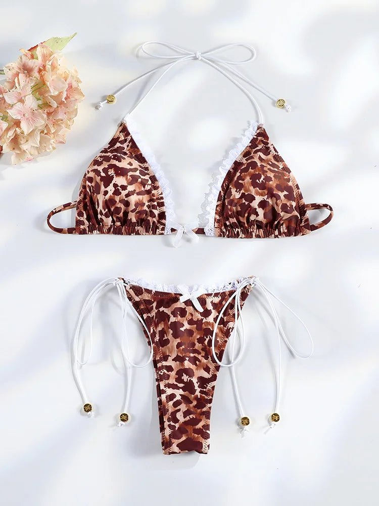 Floral Print Bordered Bikini Set Sexy Swimwear Women 2026 Bikinis Swimsuit Micro Thong Bandage Bathing Suits - StepByStepNow
