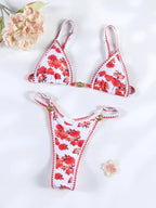 Floral Print Bordered Bikini Set Sexy Swimwear Women 2026 Bikinis Swimsuit Micro Thong Bandage Bathing Suits - StepByStepNow