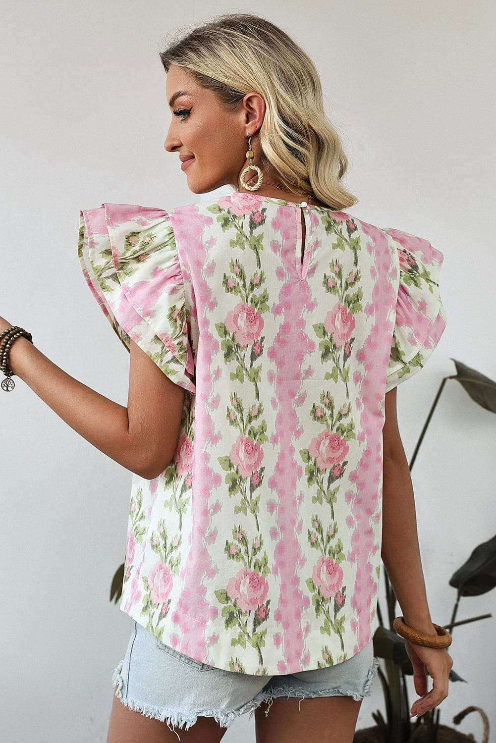 Floral Ruffled Sleeve Summer Top - StepByStep
