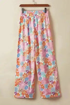 Floral Smocked Waist Loose Pants - StepByStep