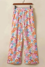 Floral Smocked Waist Loose Pants - StepByStep