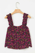 Floral Tank Top - Rose Boho Frilled Straps - StepByStep