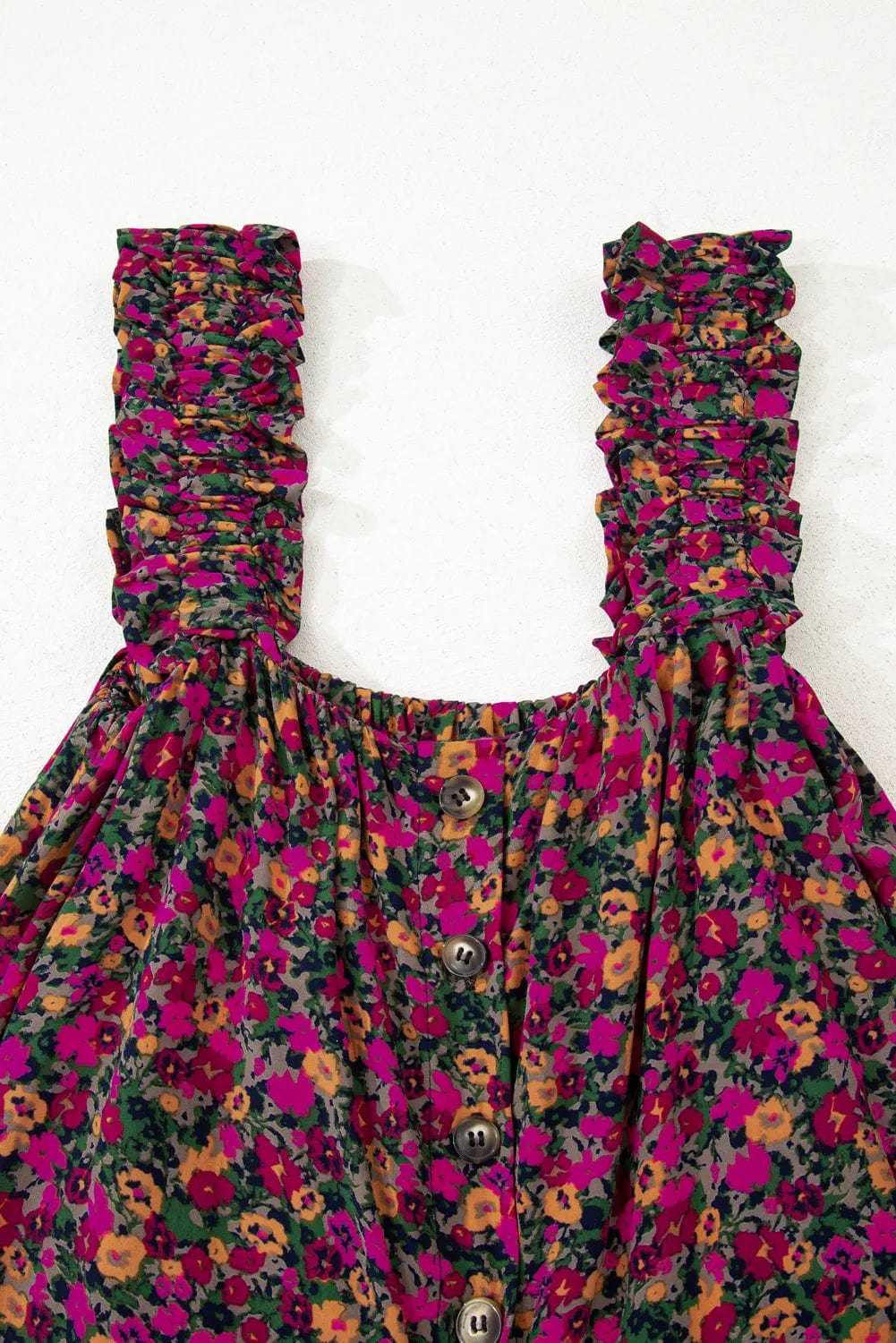 Floral Tank Top - Rose Boho Frilled Straps - StepByStep