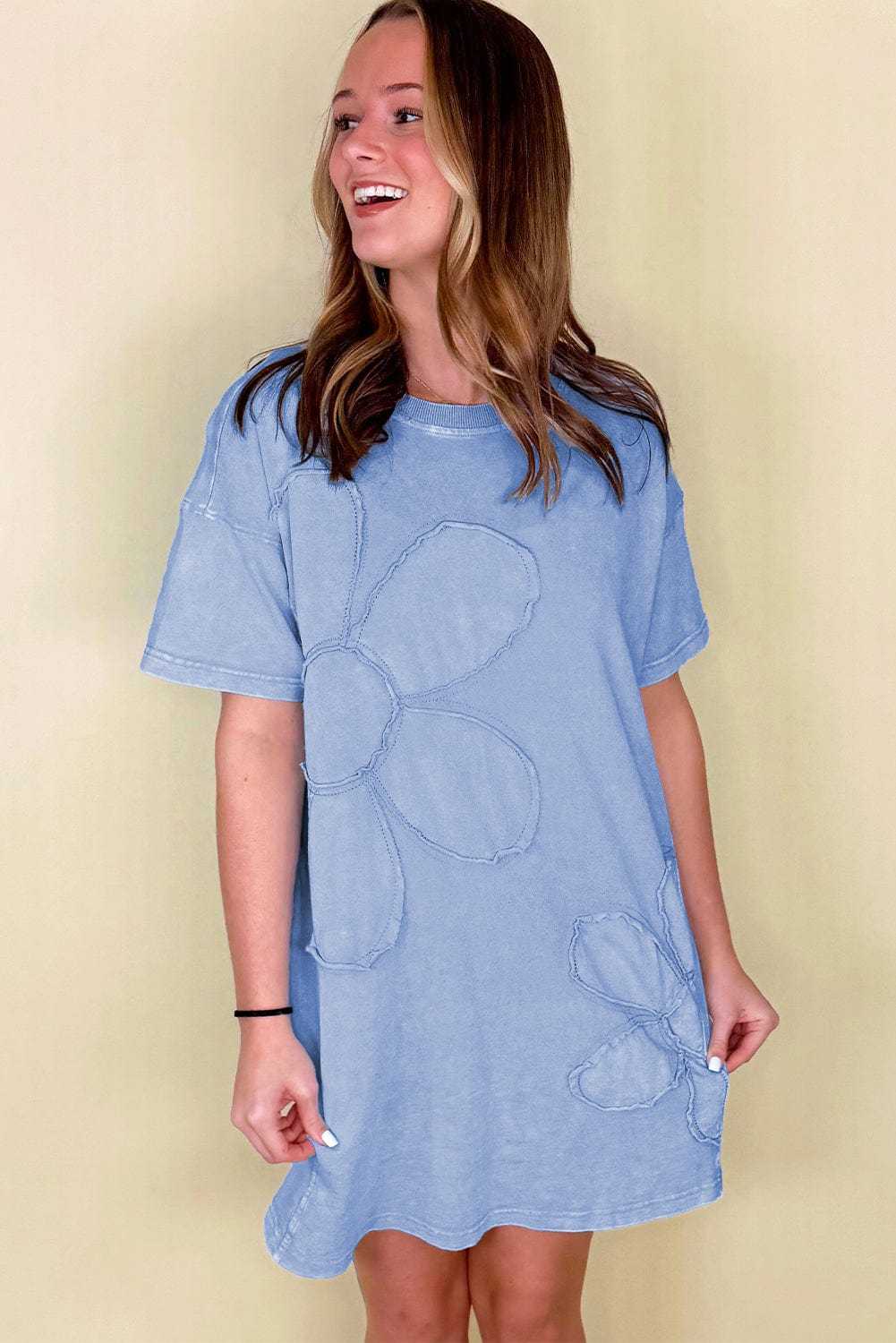 Flower Mini T-Shirt Dress - StepByStep