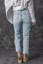Frayed Slim Fit High Waist Jeans - StepByStep