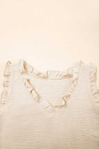 Frilly Trim Tank Top in Parchment – Feminine, Wrinkle - Resistant, Vegan - Friendly - StepByStep