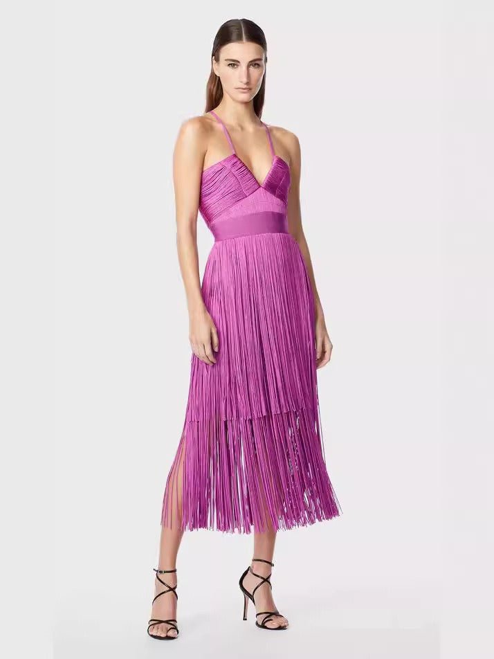 Fringe Bandage Dress With Suspender Straps For Women, Tribeca, BYMANYC New York. - StepByStep
