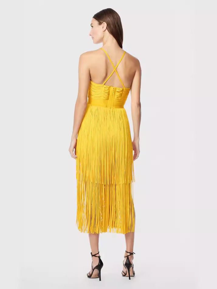 Fringe Bandage Dress With Suspender Straps For Women, Tribeca, BYMANYC New York. - StepByStep