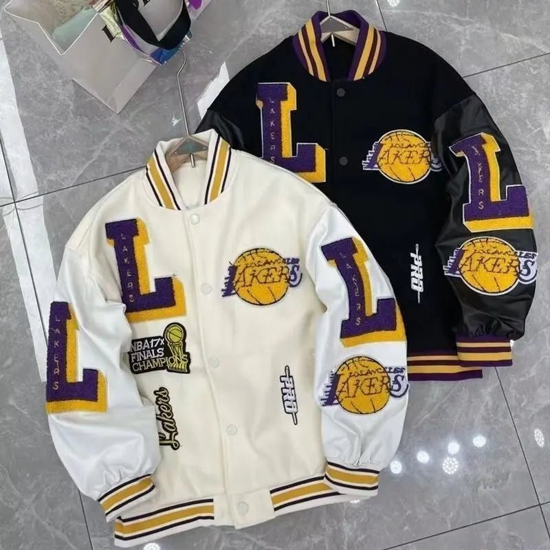 Giacca casual da baseball con stampa di lettere da uomo di marca alla moda in stile americano Giacca casual patchwork vestibilità ampia per coppie primavera autunno - StepByStep