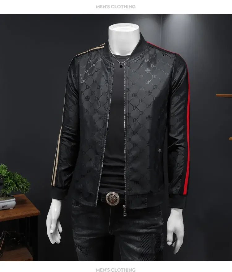 Giacca jacquard di alta qualità di lusso leggero Capispalla versatile a strisce belle da uomo Primavera Autunno Cappotto slim fit maschile di grandi dimensioni - StepByStepNow