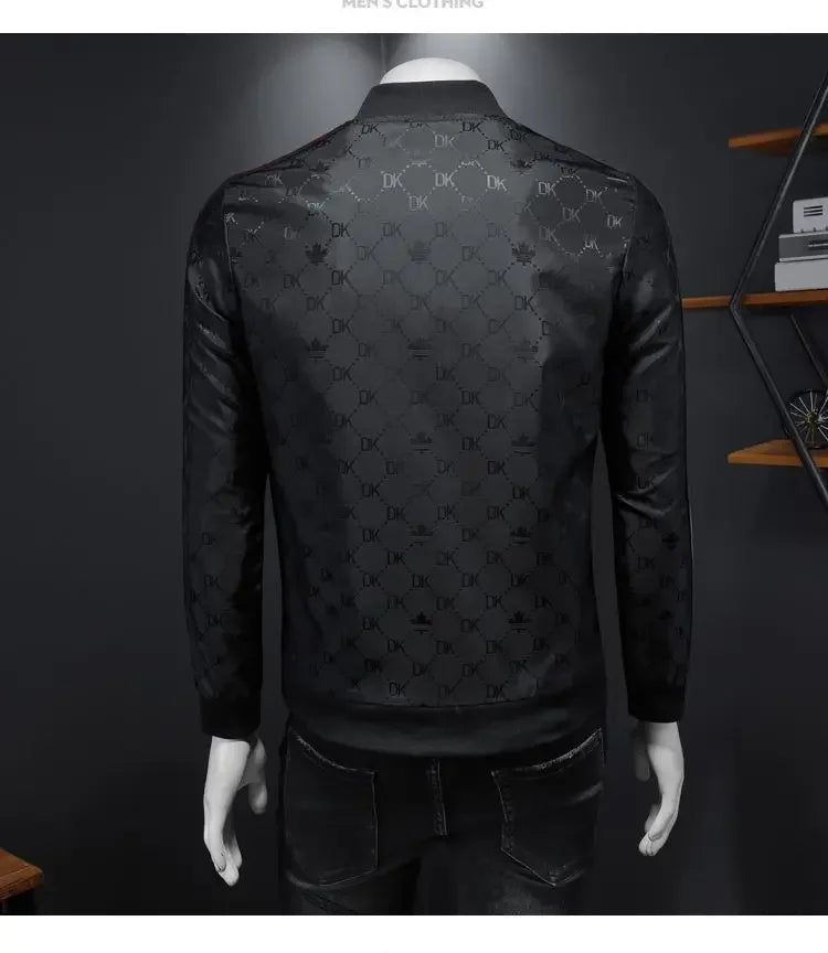 Giacca jacquard di alta qualità di lusso leggero Capispalla versatile a strisce belle da uomo Primavera Autunno Cappotto slim fit maschile di grandi dimensioni - StepByStepNow