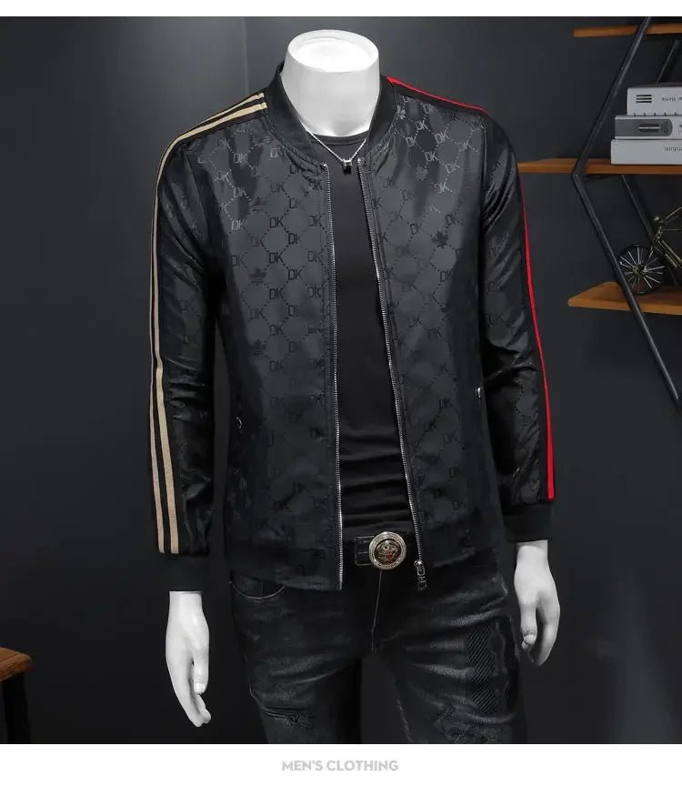 Giacca jacquard di alta qualità di lusso leggero Capispalla versatile a strisce belle da uomo Primavera Autunno Cappotto slim fit maschile di grandi dimensioni - StepByStepNow