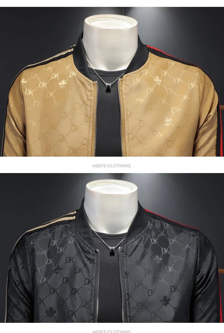 Giacca jacquard di alta qualità di lusso leggero Capispalla versatile a strisce belle da uomo Primavera Autunno Cappotto slim fit maschile di grandi dimensioni - StepByStepNow