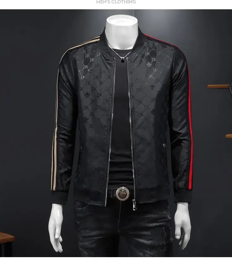 Giacca jacquard di alta qualità di lusso leggero Capispalla versatile a strisce belle da uomo Primavera Autunno Cappotto slim fit maschile di grandi dimensioni - StepByStepNow