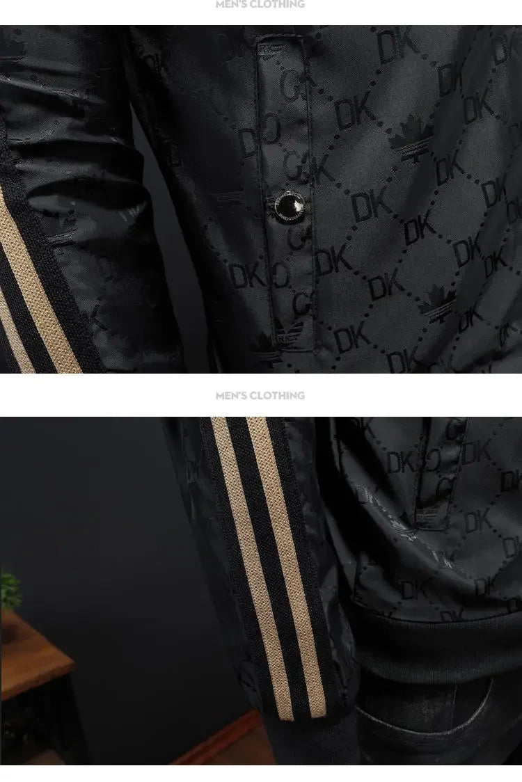 Giacca jacquard di alta qualità di lusso leggero Capispalla versatile a strisce belle da uomo Primavera Autunno Cappotto slim fit maschile di grandi dimensioni - StepByStepNow